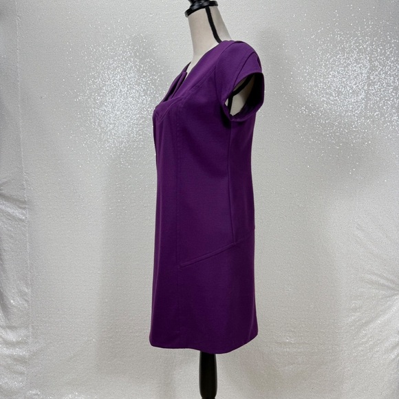 Diane Von Furstenberg Purple Wool Sheath Dress Women’s 6 Cap Sleeve V-Neck - Picture 11 of 15